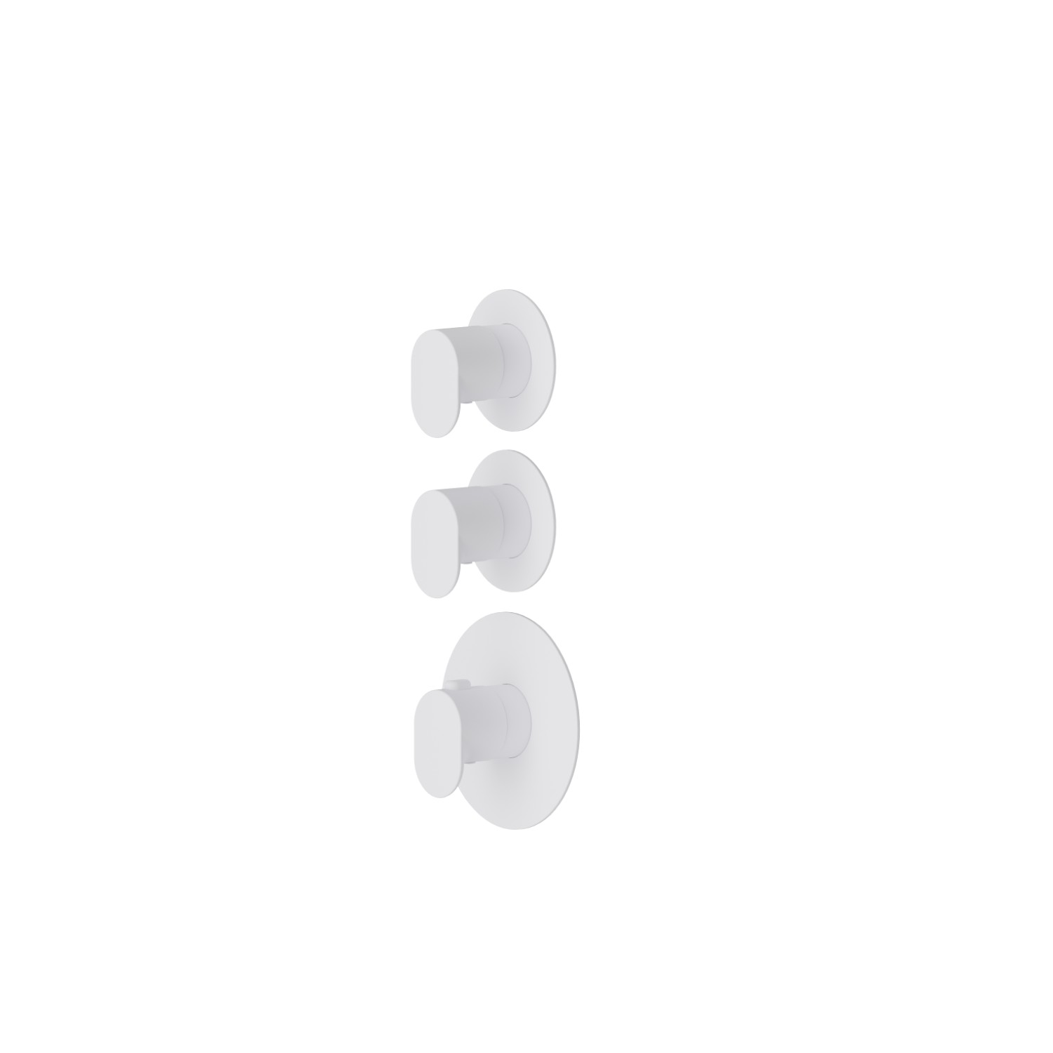2 ways out concealed thermostatic multifunction selectors. 3/4” connections. External part. Ø70 - finish Matt White