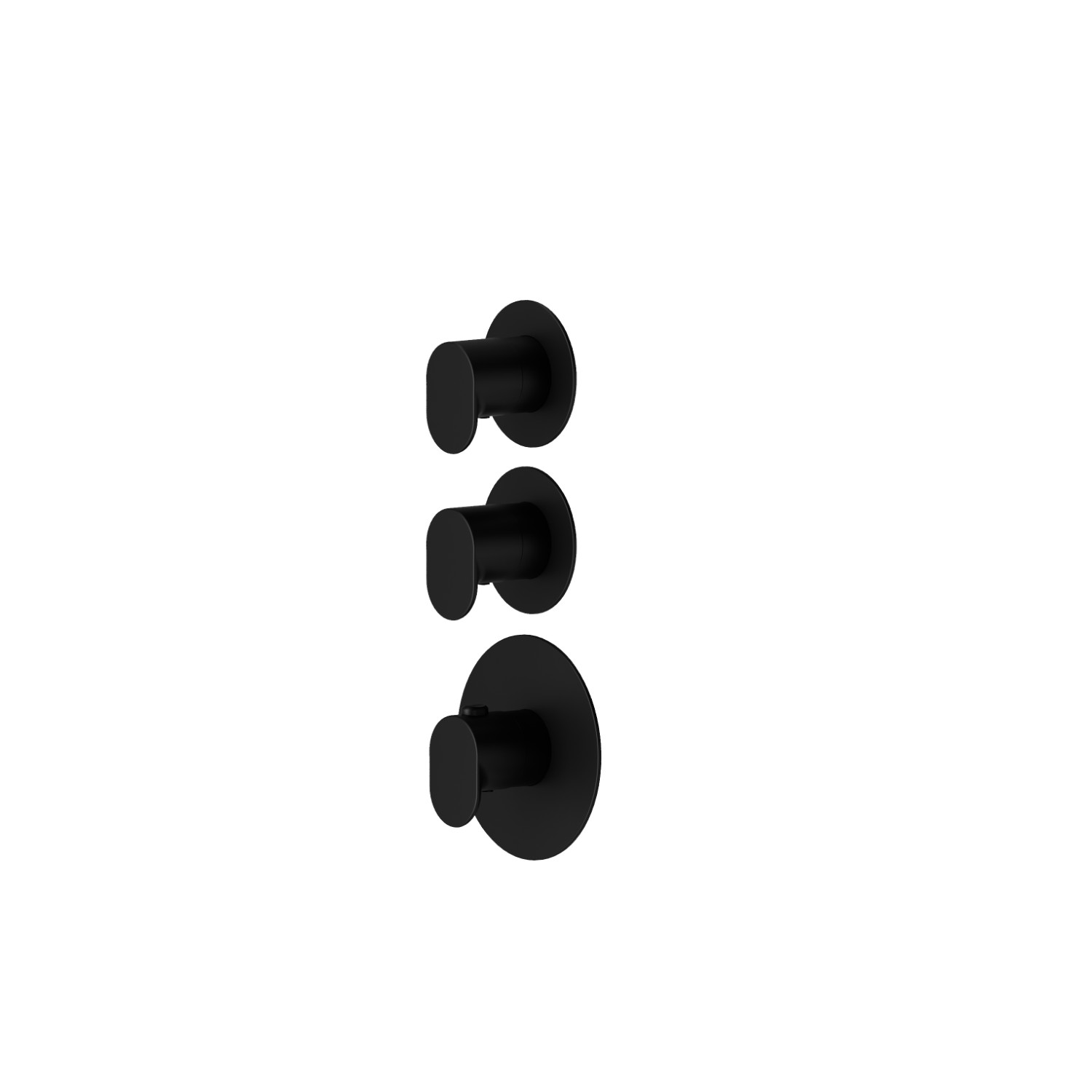 Mitigeurs de douche thermostatiques à encastrer 2 sorties. entrées et sorties de 3/4”.Façade murale. Ø70 - finition Matt Black