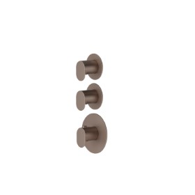 2 ways out concealed thermostatic multifunction selectors. 3/4” connections. External part. Ø70 - finish Copper Glossy