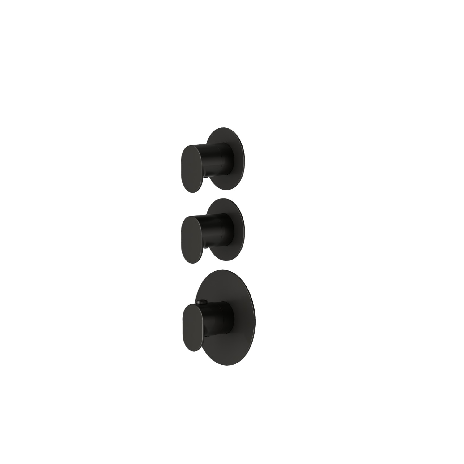 Mitigeurs de douche thermostatiques à encastrer 2 sorties. entrées et sorties de 3/4”.Façade murale. Ø70 - finition Carbon Satin