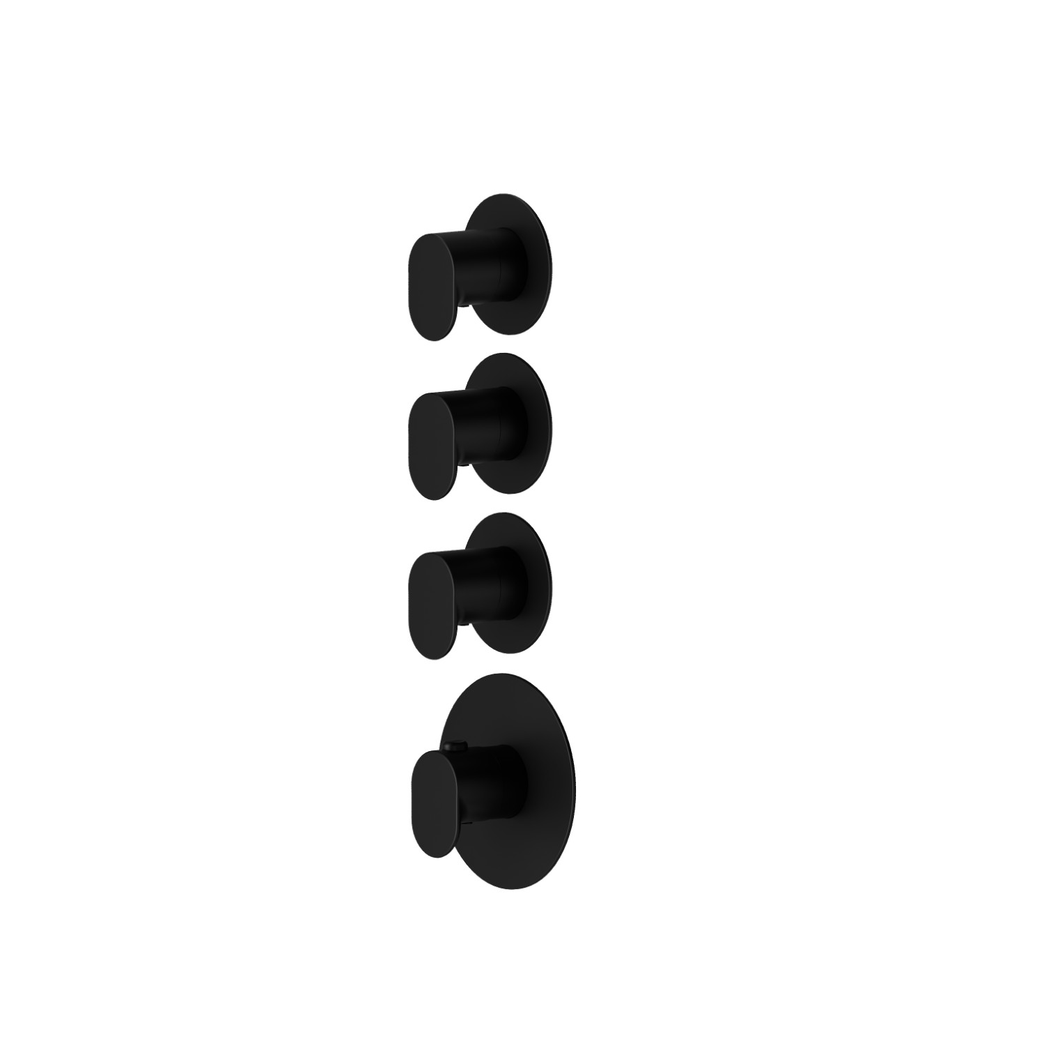 3 ways out concealed thermostatic multifunction selectors. 3/4” connections. External part. Ø70 - finish Matt Black