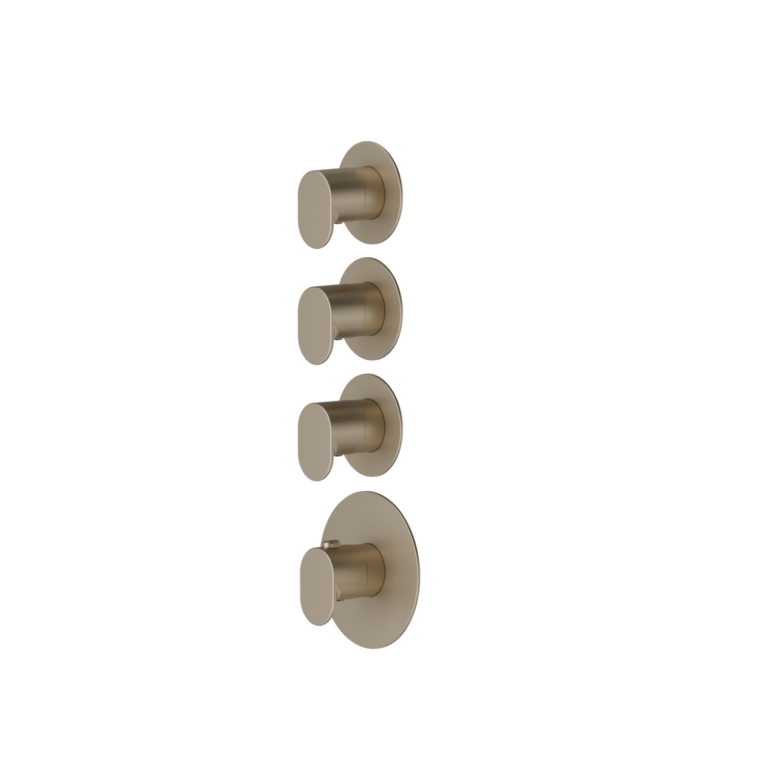 3 ways out concealed thermostatic multifunction selectors. 3/4” connections. External part. Ø70 - finish Gold Satin