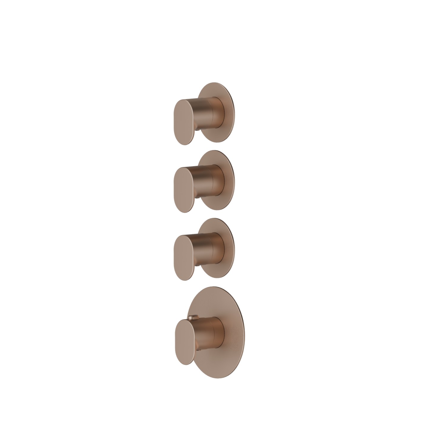 3 ways out concealed thermostatic multifunction selectors. 3/4” connections. External part. Ø70 - finish Copper Satin