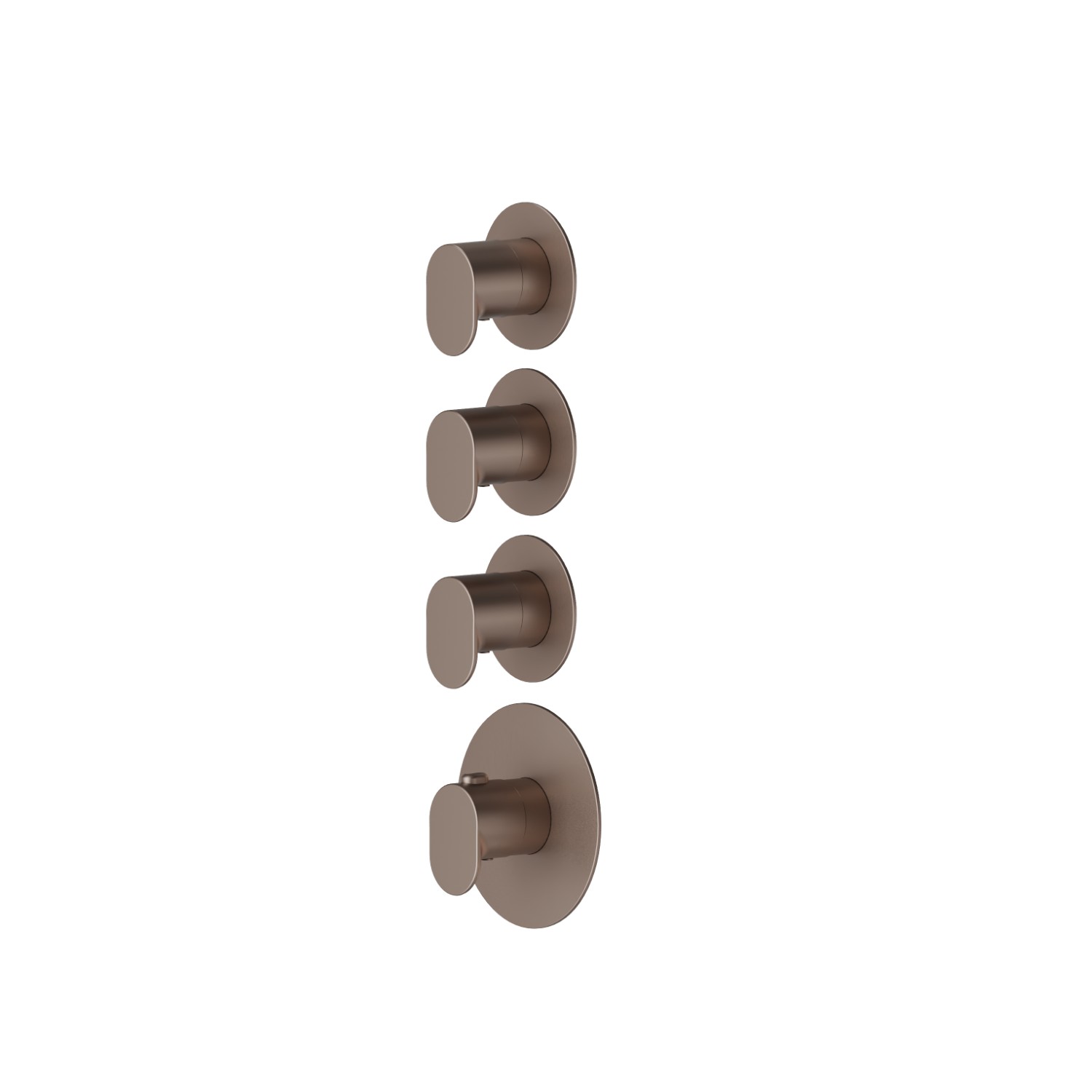 3 ways out concealed thermostatic multifunction selectors. 3/4” connections. External part. Ø70 - finish Copper Glossy