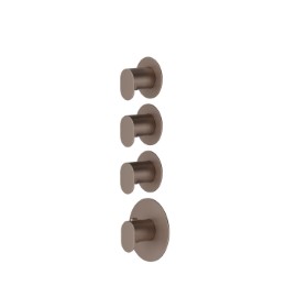 3 ways out concealed thermostatic multifunction selectors. 3/4” connections. External part. Ø70 - finish Copper Glossy