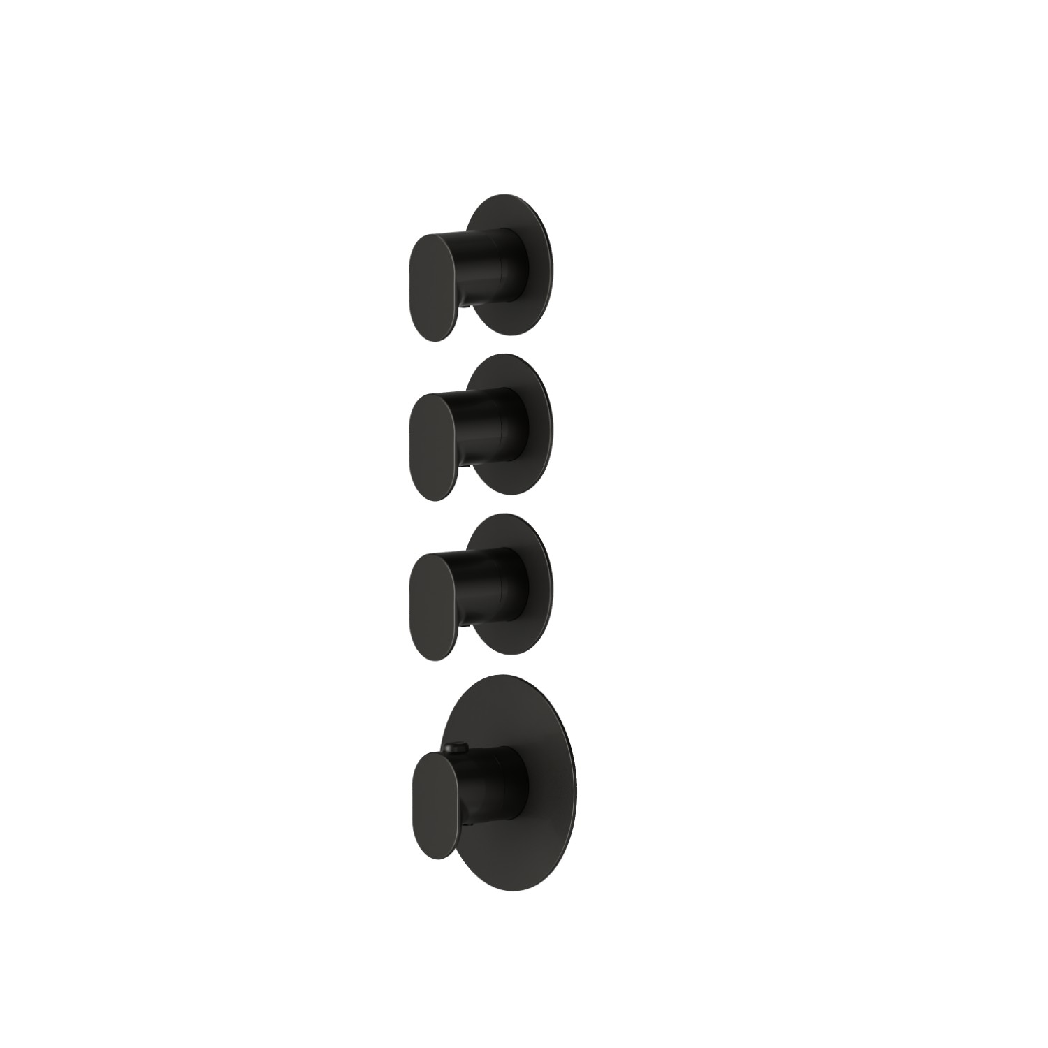Mitigeurs de douche thermostatiques à encastrer 3 sorties. entrées et sorties de 3/4”.Façade murale. Ø70 - finition Carbon Satin