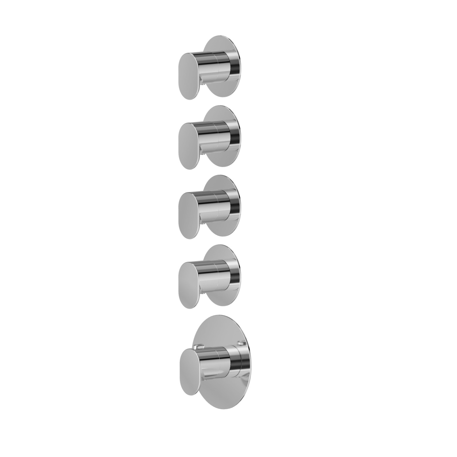4 ways out concealed thermostatic multifunction selectors. 3/4” connections. External part. Ø70 - finish Chrome