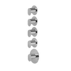 Miscelatore termostatico multiutenza ad incasso a 4 uscite. ingressi ed uscite da 3/4”. Parte esterna. Ø70 - finitura Cromo