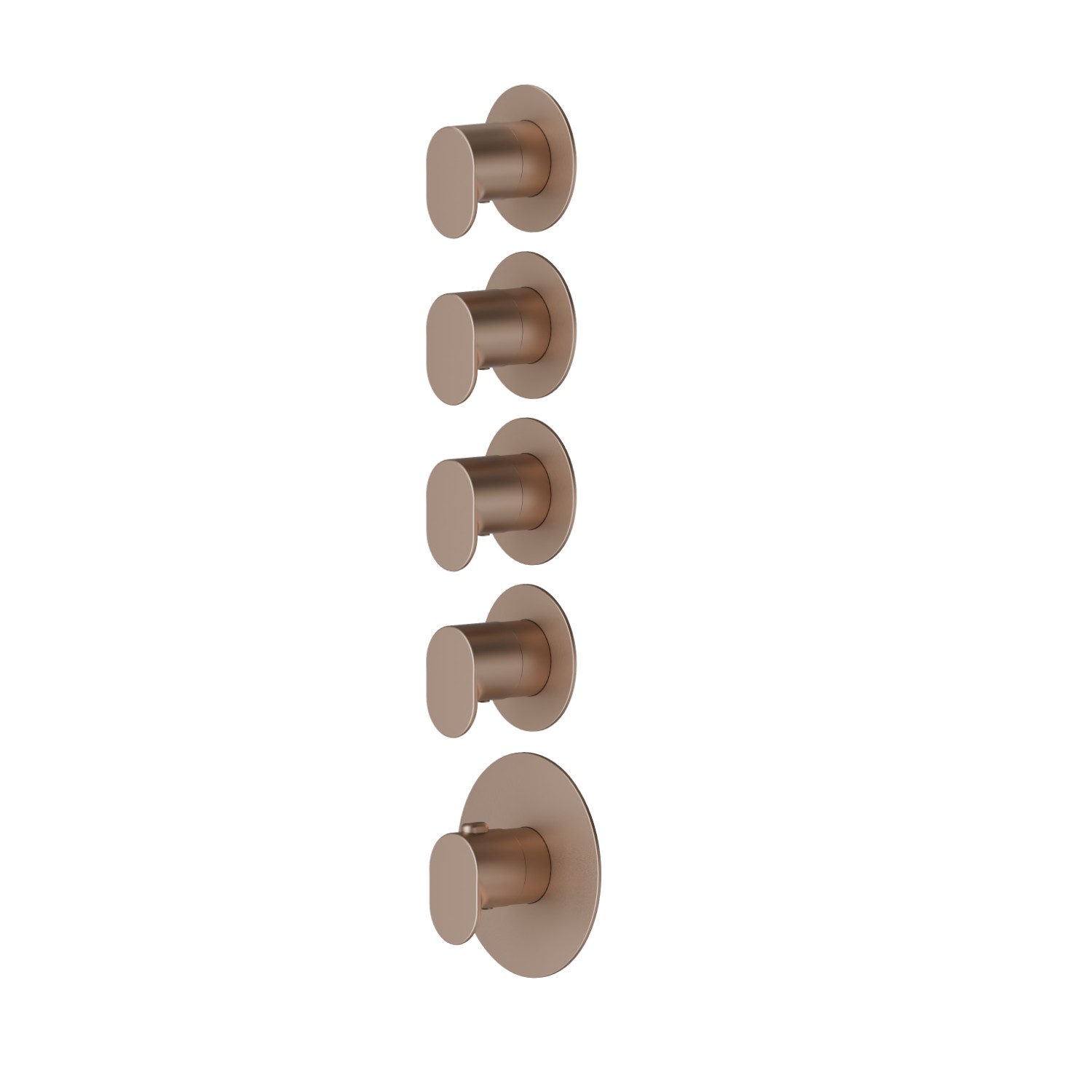 4 ways out concealed thermostatic multifunction selectors. 3/4” connections. External part. Ø70 - finish Copper Satin