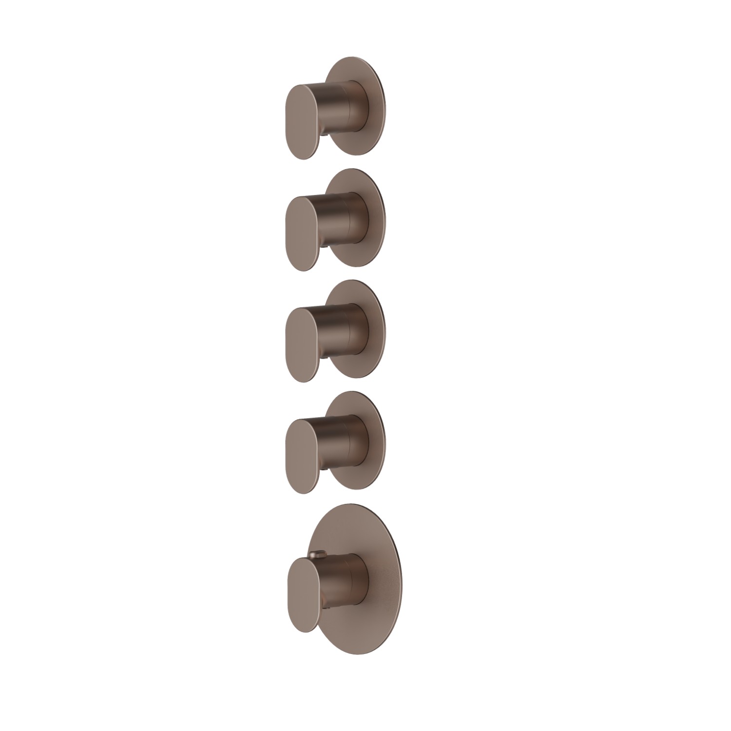 4 ways out concealed thermostatic multifunction selectors. 3/4” connections. External part. Ø70 - finish Copper Glossy