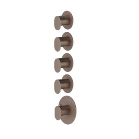 4 ways out concealed thermostatic multifunction selectors. 3/4” connections. External part. Ø70 - finish Copper Glossy