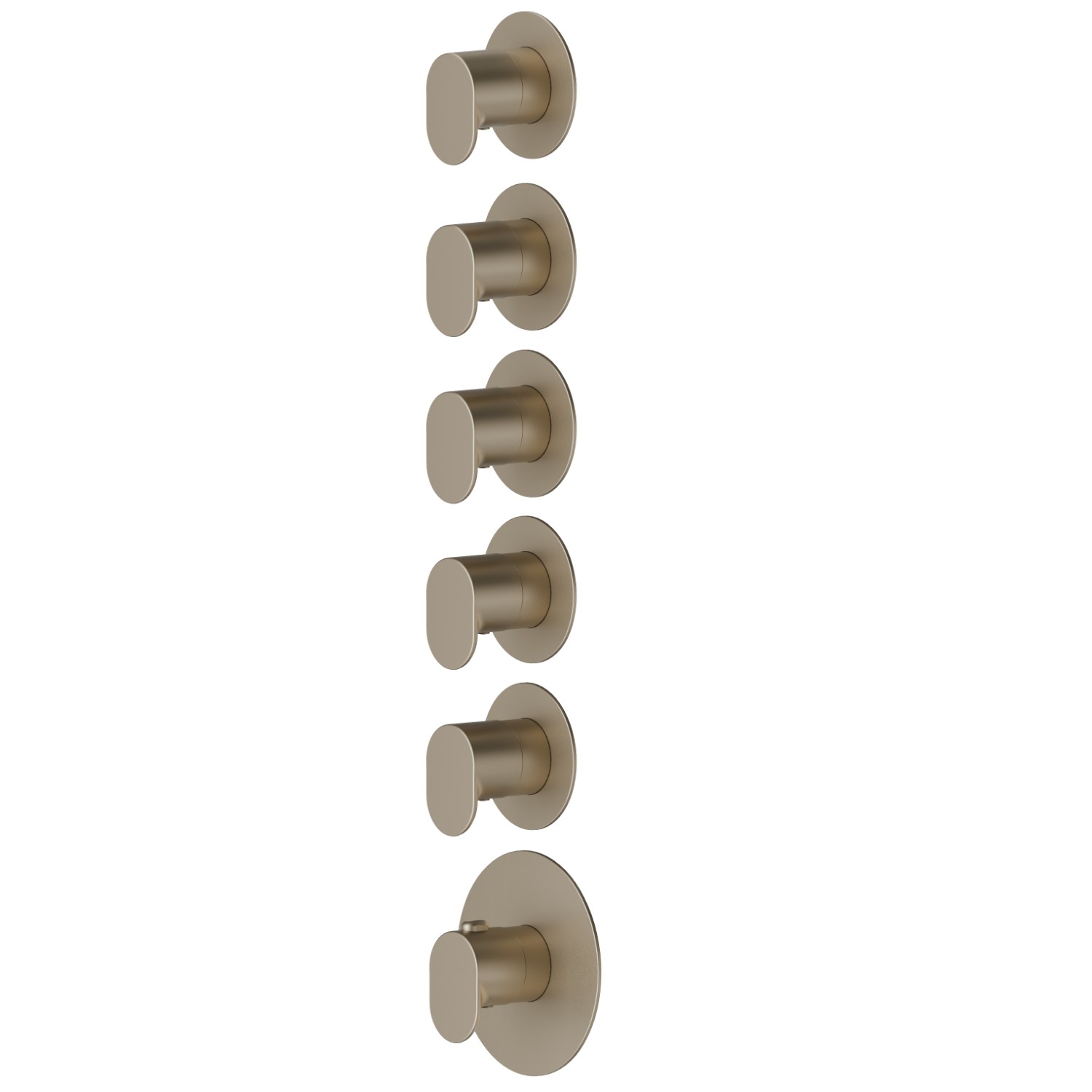 5-wege thermostatischer einbaumischer für multifunktion. 3/4” ein- und ausgänge. Außenteil. Ø70 - oberfläche Gold Satin