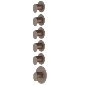5 ways out concealed thermostatic multifunction selectors. 3/4” connections. External part. Ø70 - finish Copper Glossy