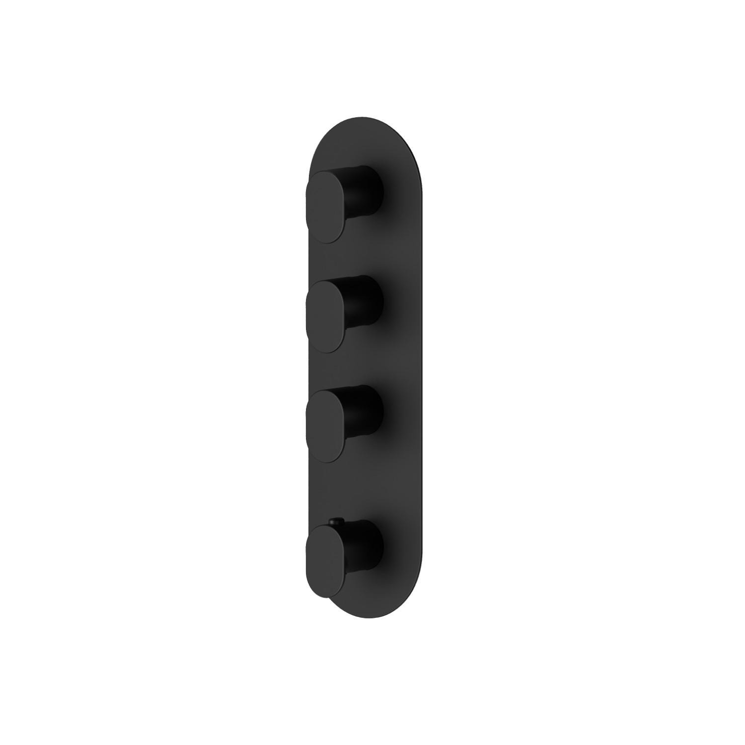 Miscelatore termostatico multiutenza ad incasso a 3 uscite. ingressi ed uscite da 3/4”. Parte esterna - finitura Nero opaco
