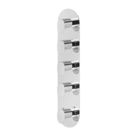 Miscelatore termostatico multiutenza ad incasso a 4 uscite. ingressi ed uscite da 3/4”. Parte esterna - finitura Cromo