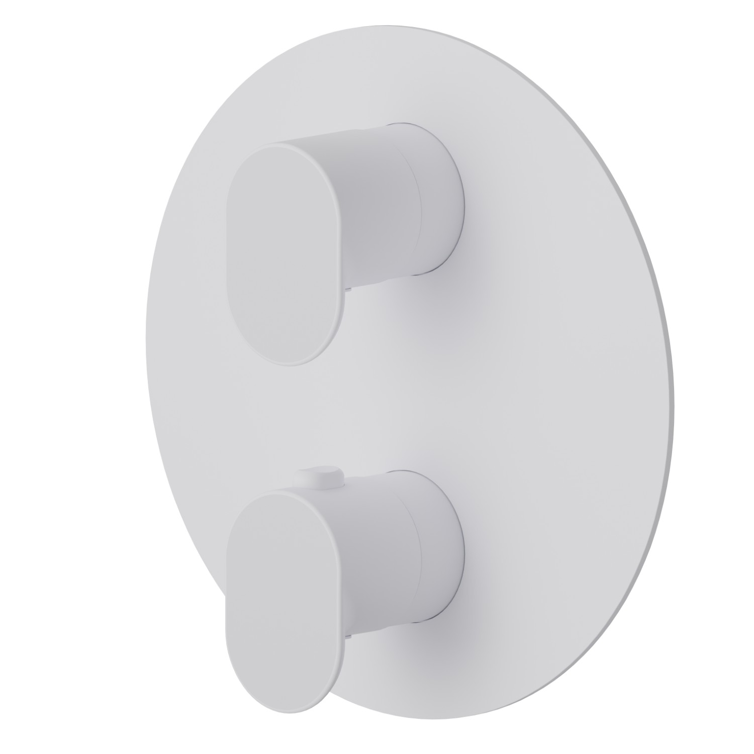 Concealed thermostatic mixer, with one handle for temperature control and 2 ways out diverter. External part - finish Matt White