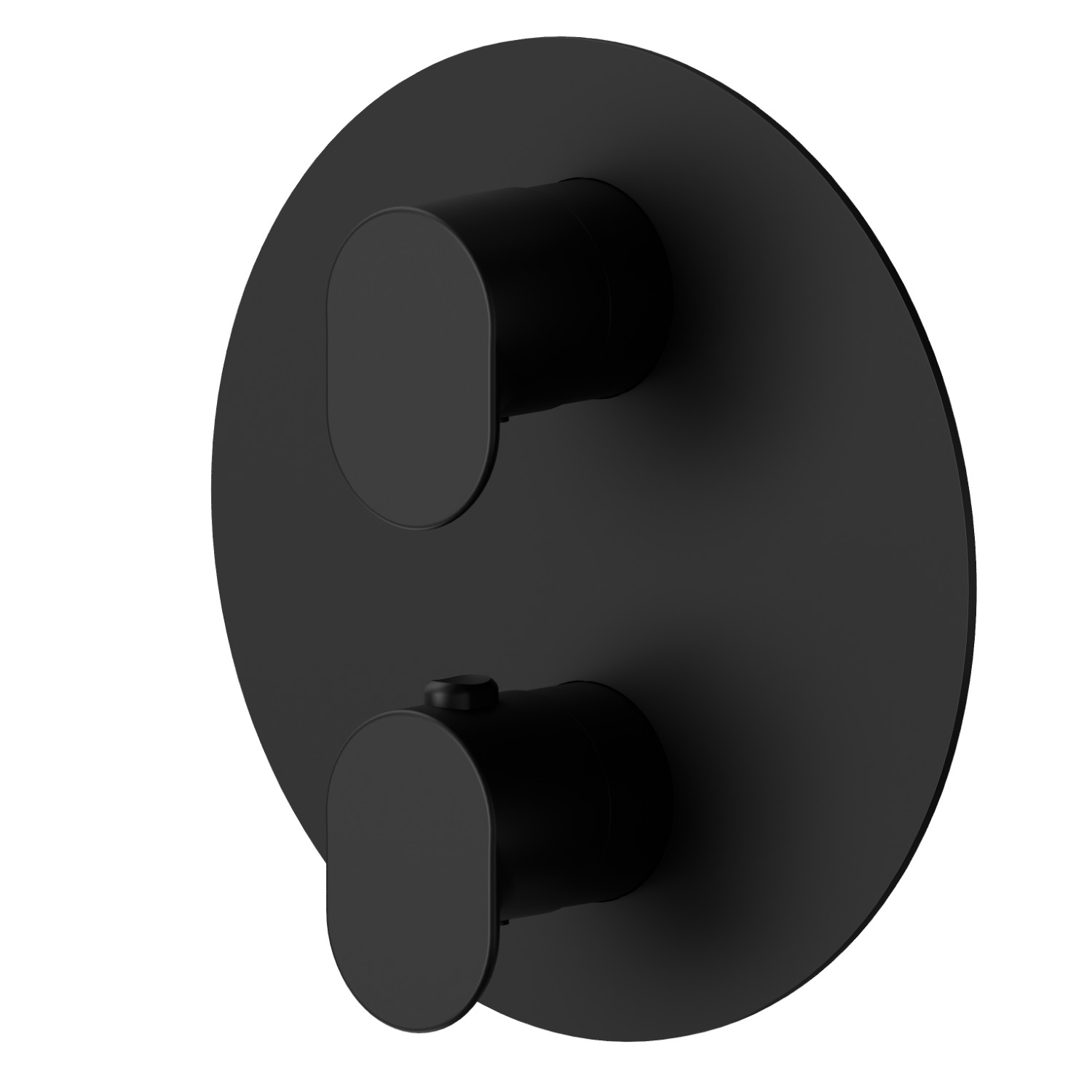 Mitigeur thermostatique à encastrer, avec commande pour le réglage de la température et inverseur 2 sorties. Façade murale - finition Matt Black