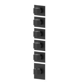 5 ways out concealed thermostatic multifunction selectors. 3/4” connections. External part - finish Matt Black