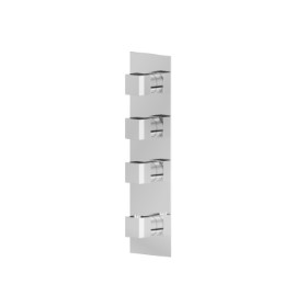 Miscelatore termostatico multiutenza ad incasso a 3 uscite. ingressi ed uscite da 3/4”. Parte esterna - finitura Cromo