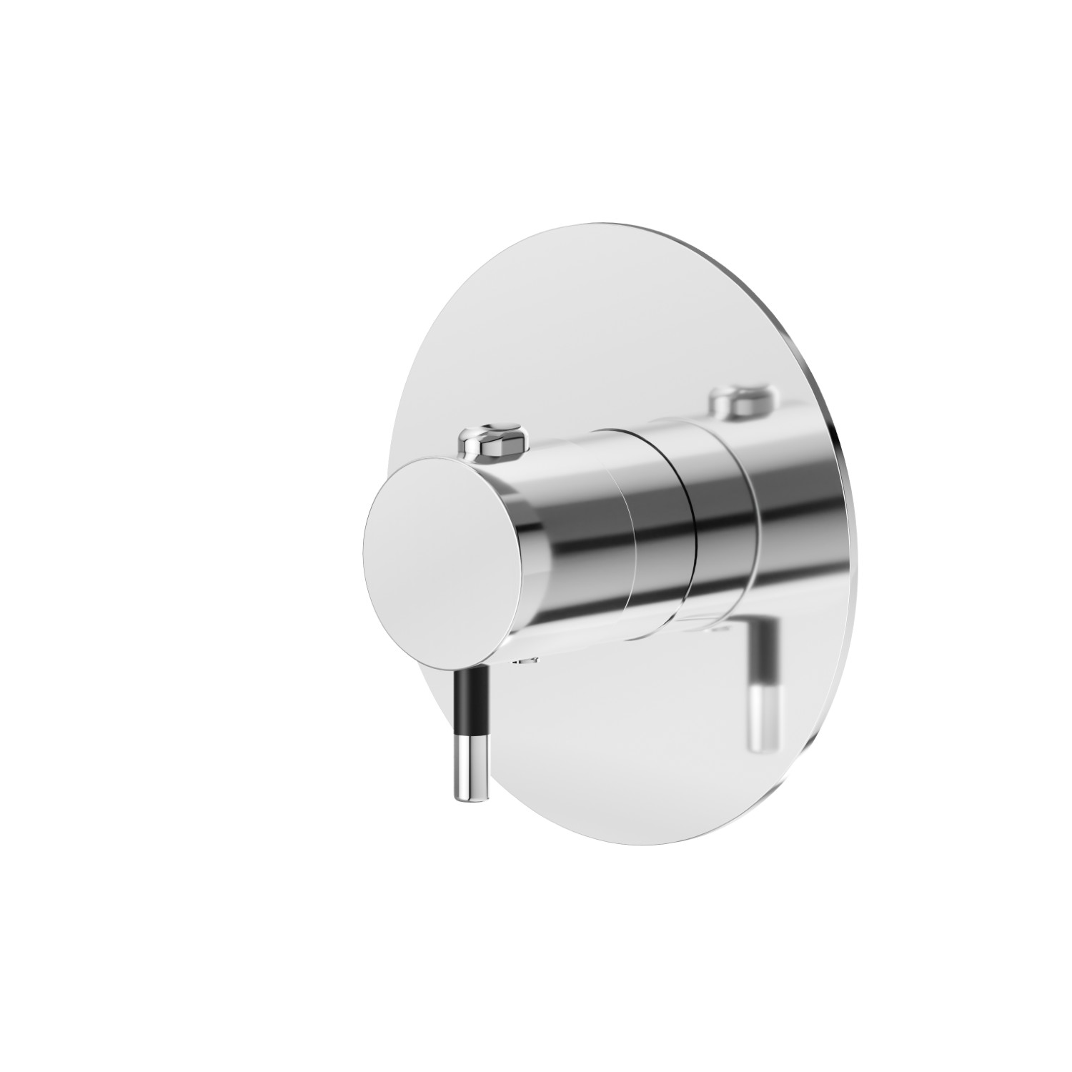 Mitigeur thermostatique une sortie avec robinet d’arrêt. Façade murale - finition Chrome - Matt Black