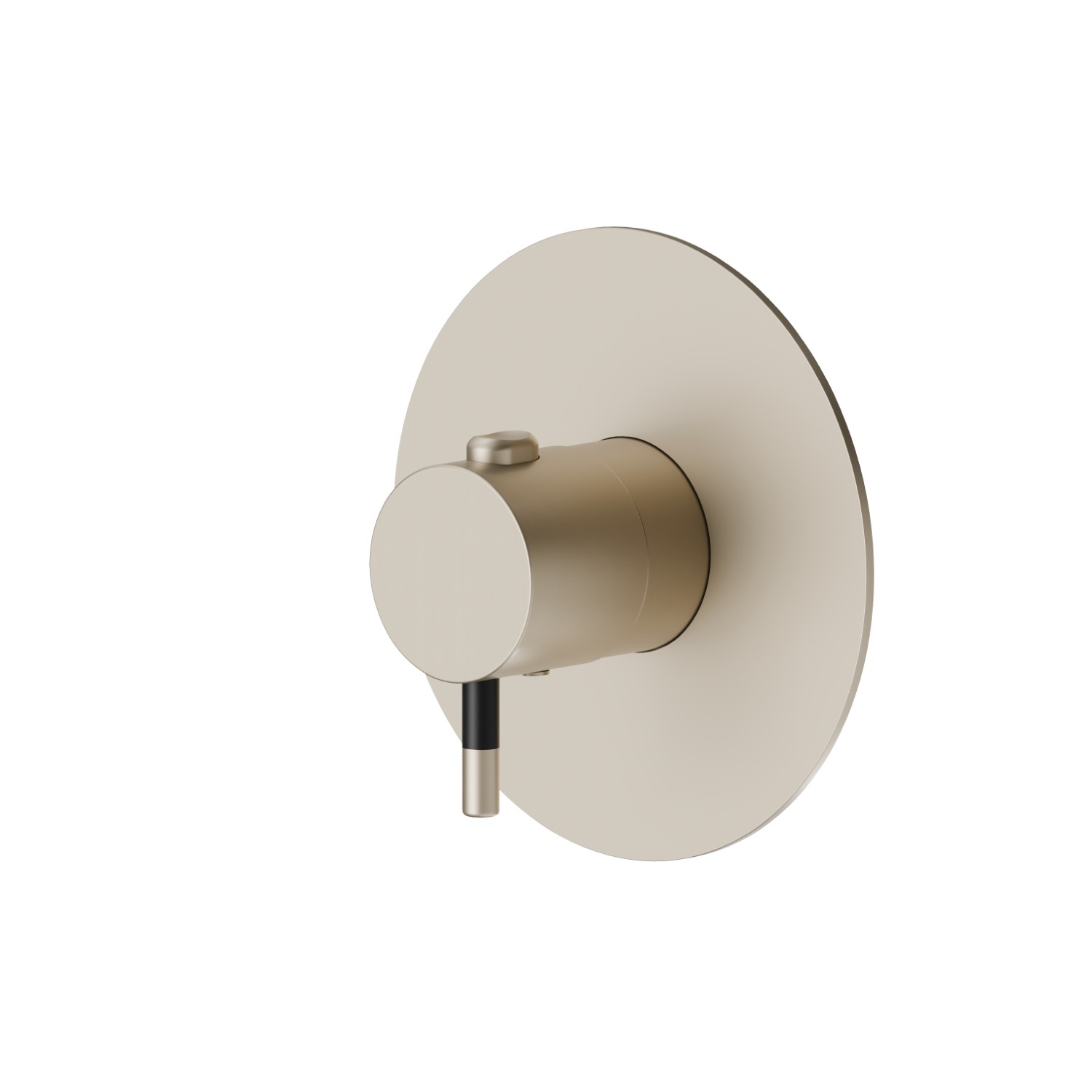 Mitigeur thermostatique une sortie avec robinet d’arrêt. Façade murale - finition Gold Satin - Matt black