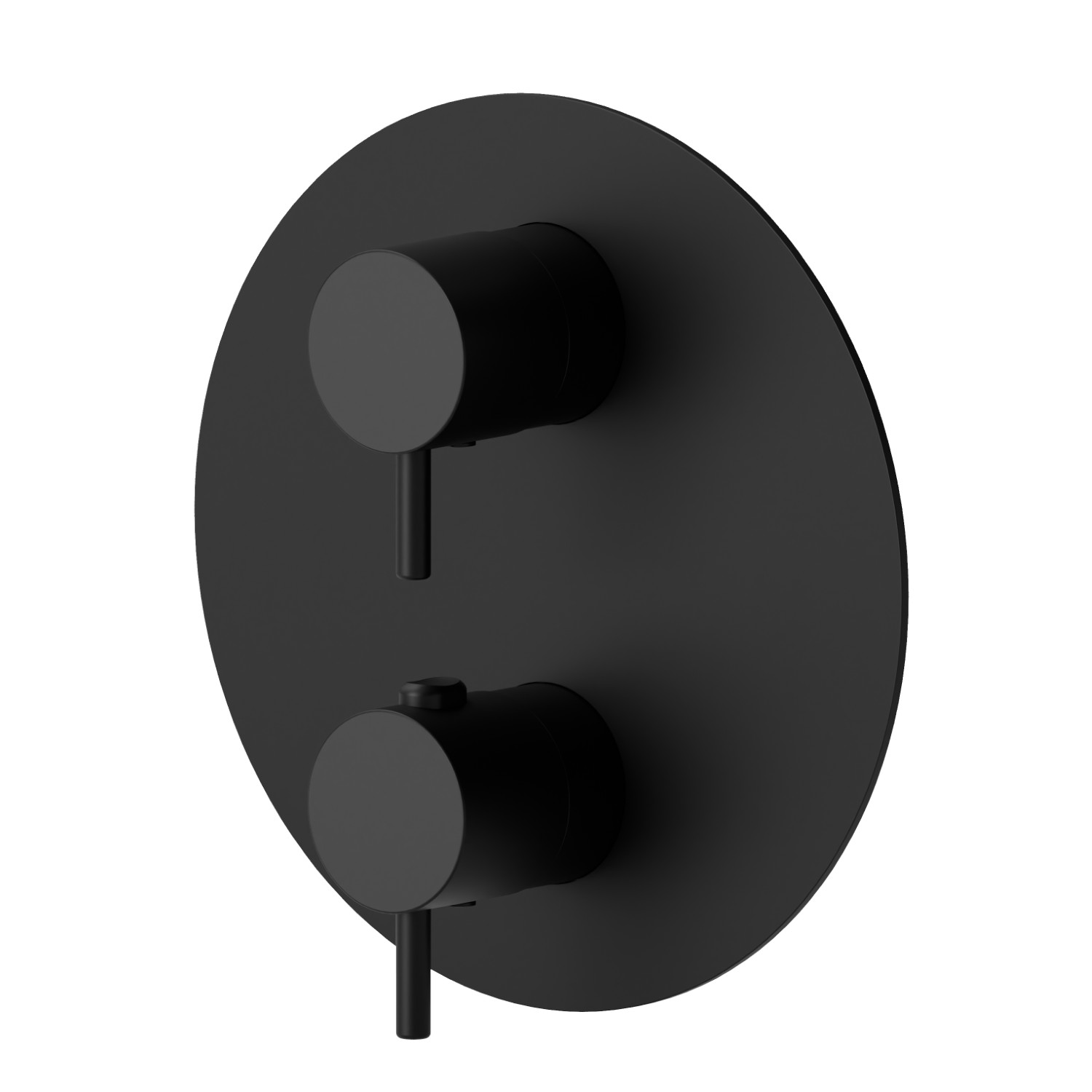 Concealed thermostatic mixer, with one handle for temperature control and 2 ways out diverter. External part - finish Matt Black