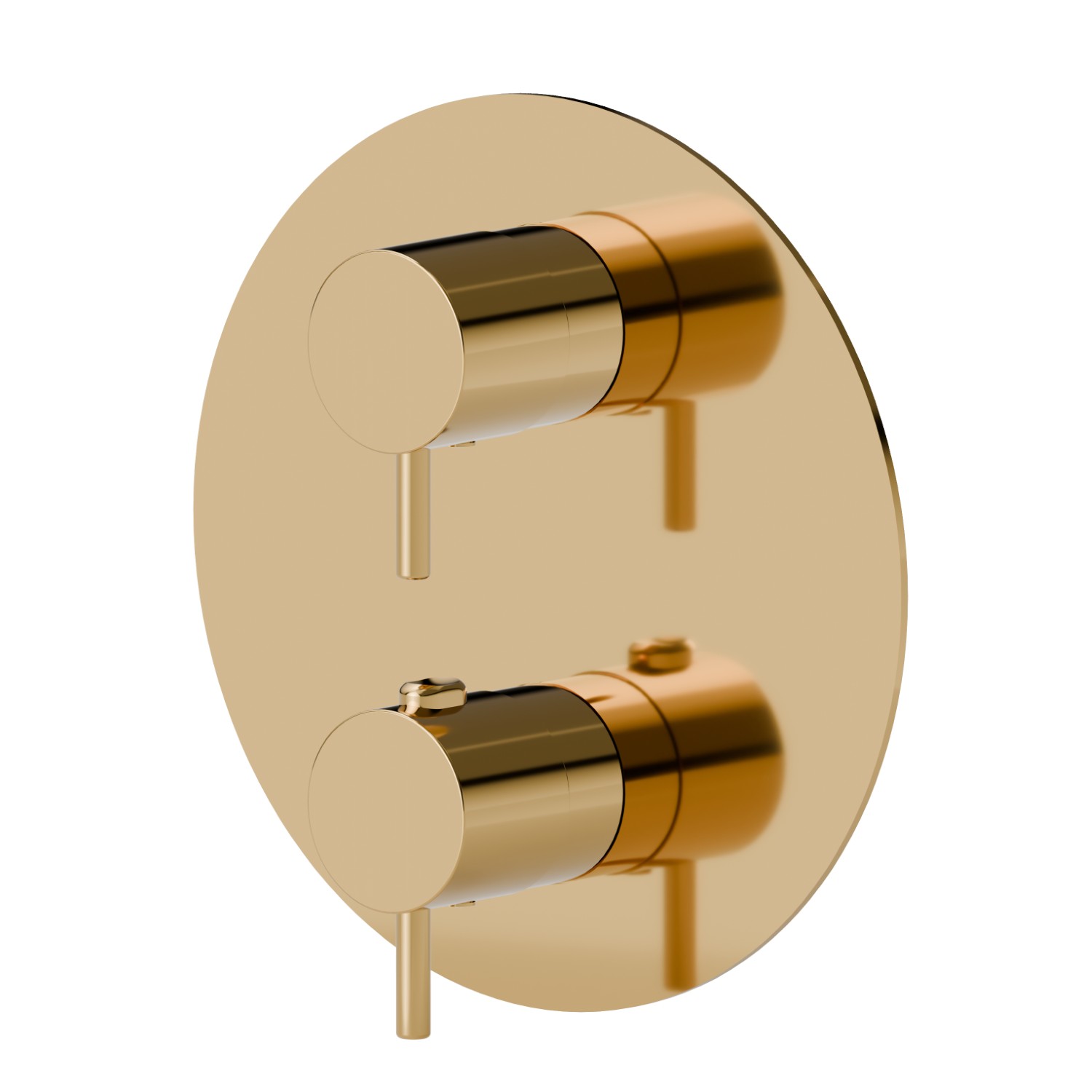 Concealed thermostatic mixer, with one handle for temperature control and 2 ways out diverter. External part - finish PVD Glossy Gold