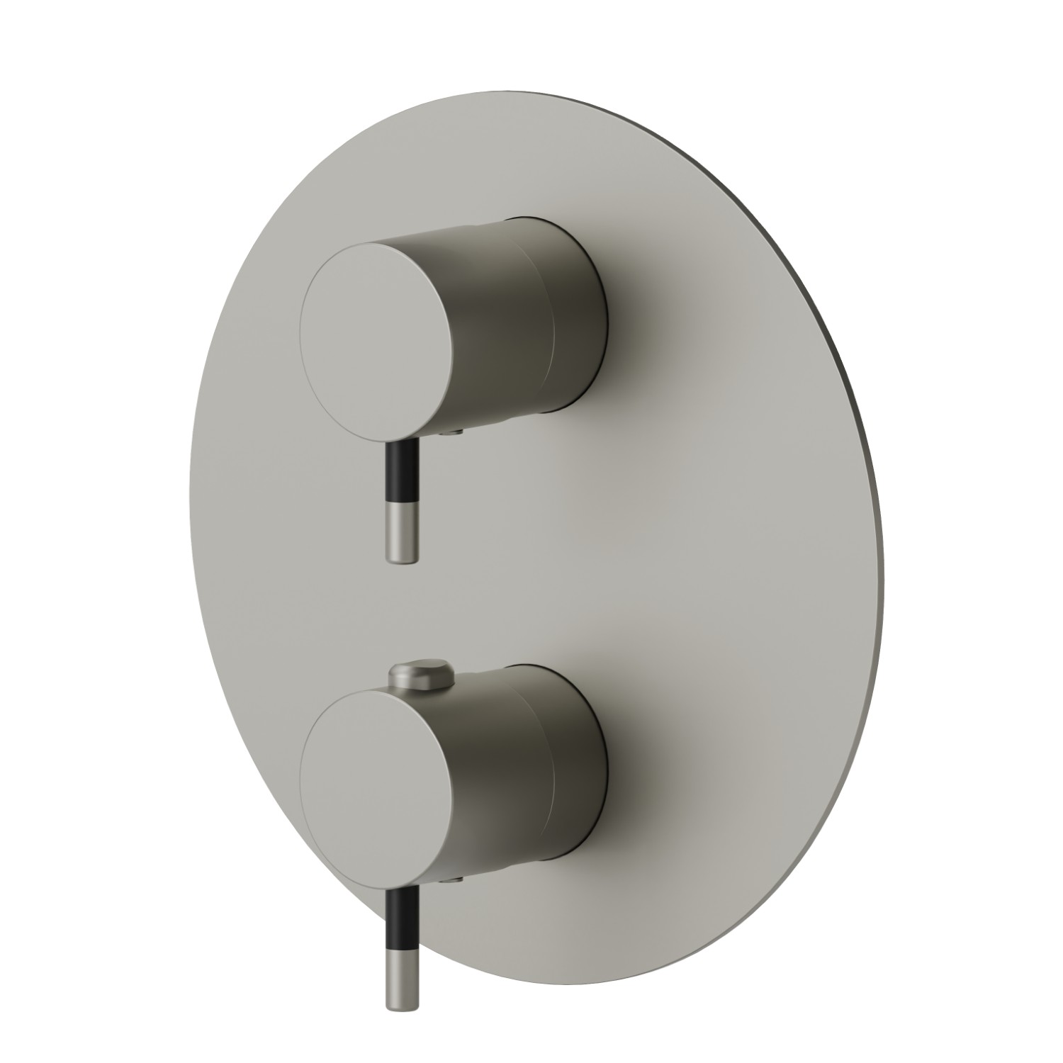 Concealed thermostatic mixer, with one handle for temperature control and 2 ways out diverter. External part - finish Titanium Satin - Matt black