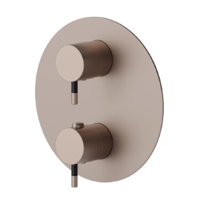 Concealed thermostatic mixer, with one handle for temperature control and 2 ways out diverter. External part - finish Copper Glossy