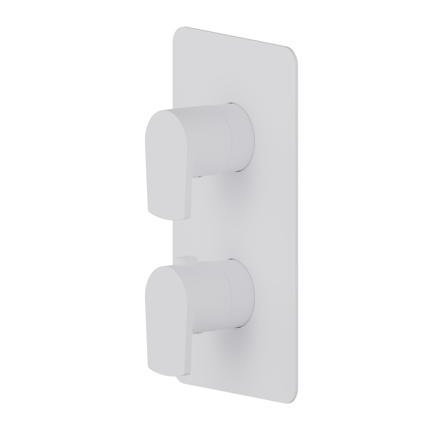 Mitigeur thermostatique à encastrer, avec commande pour le réglage de la température et inverseur 2 sorties. Façade murale - finition Matt White