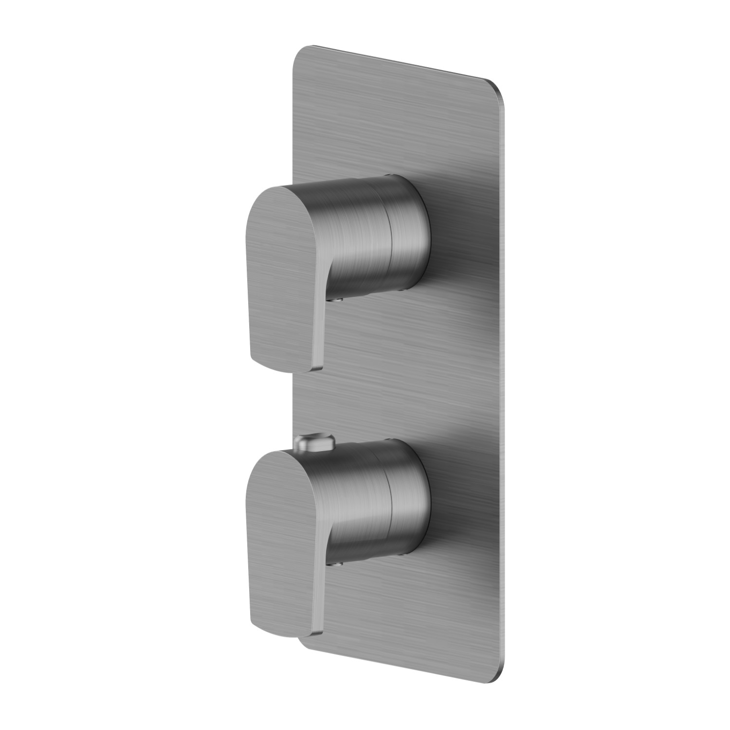 Miscelatore termostatico ad incasso, con comando per la regolazione della temperatura e deviatore a 2 uscite. Parte esterna - finitura PVD Brushed Gun Metal