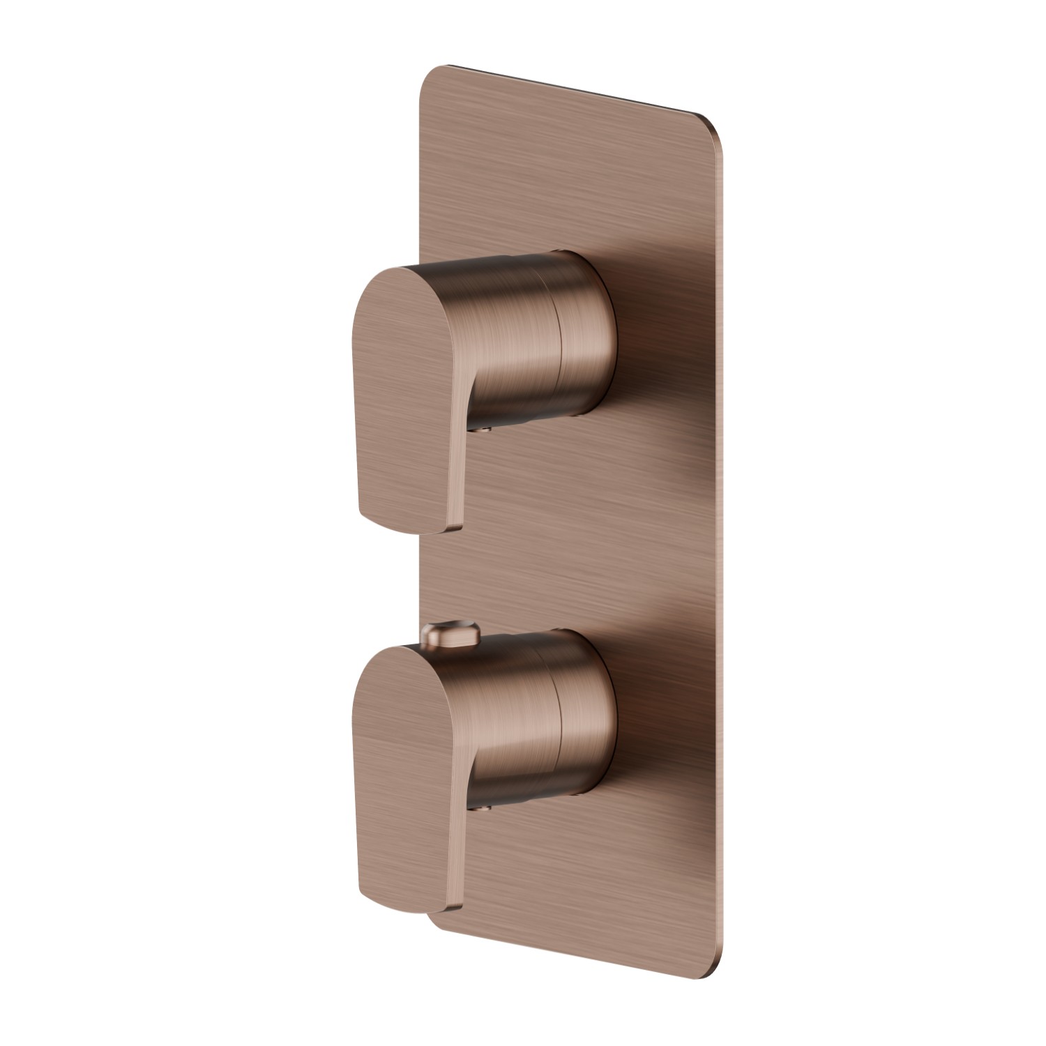 Miscelatore termostatico ad incasso, con comando per la regolazione della temperatura e deviatore a 2 uscite. Parte esterna - finitura PVD Brushed Copper Bronze