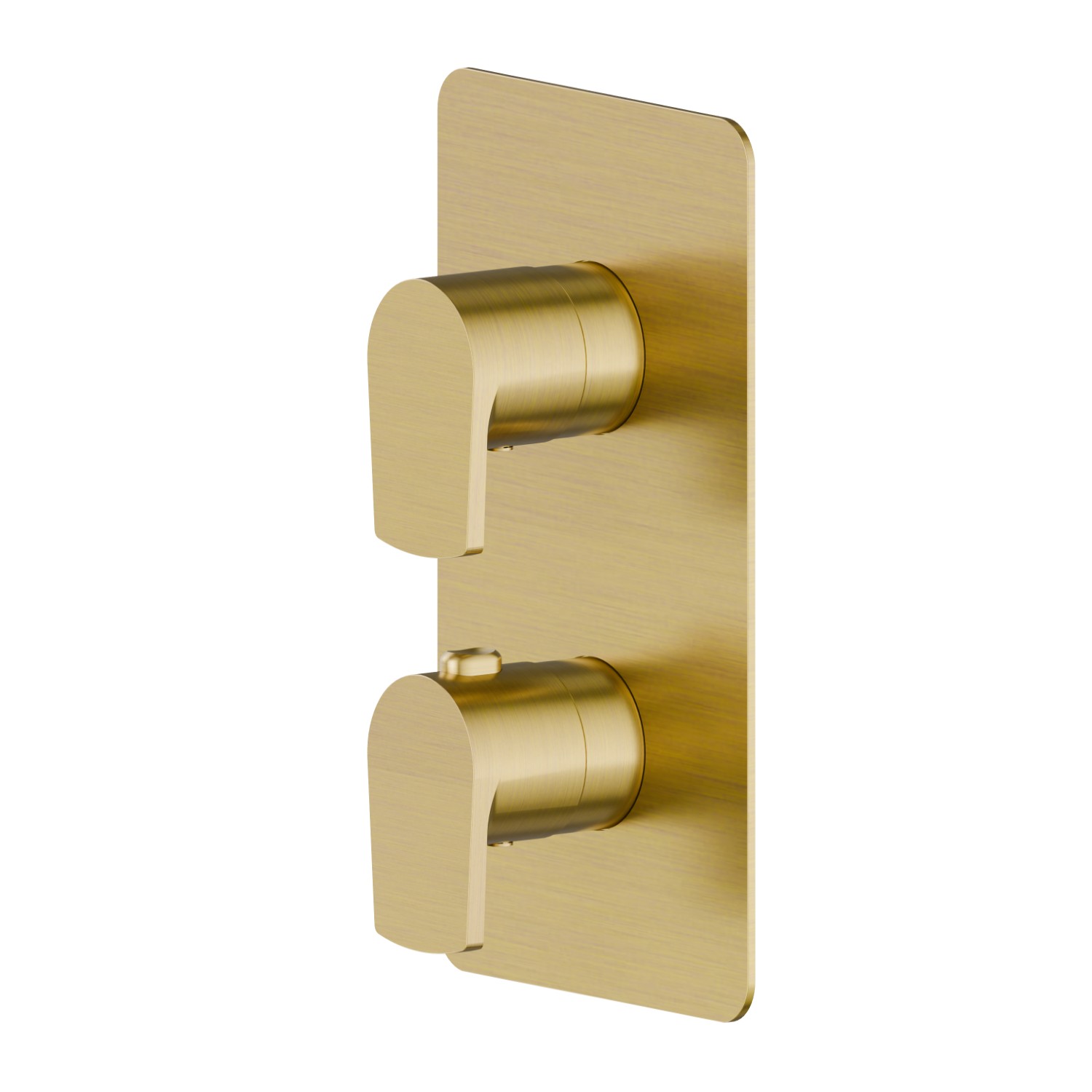 Concealed thermostatic mixer, with one handle for temperature control and 2 ways out diverter. External part - finish PVD Brushed Gold
