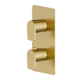 Concealed thermostatic mixer, with one handle for temperature control and 2 ways out diverter. External part - finish PVD Brushed Gold