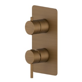 Single lever concealed mixer with 2 ways out mechanical diverter. External part. 1/2” connections - finish Groove Bronze