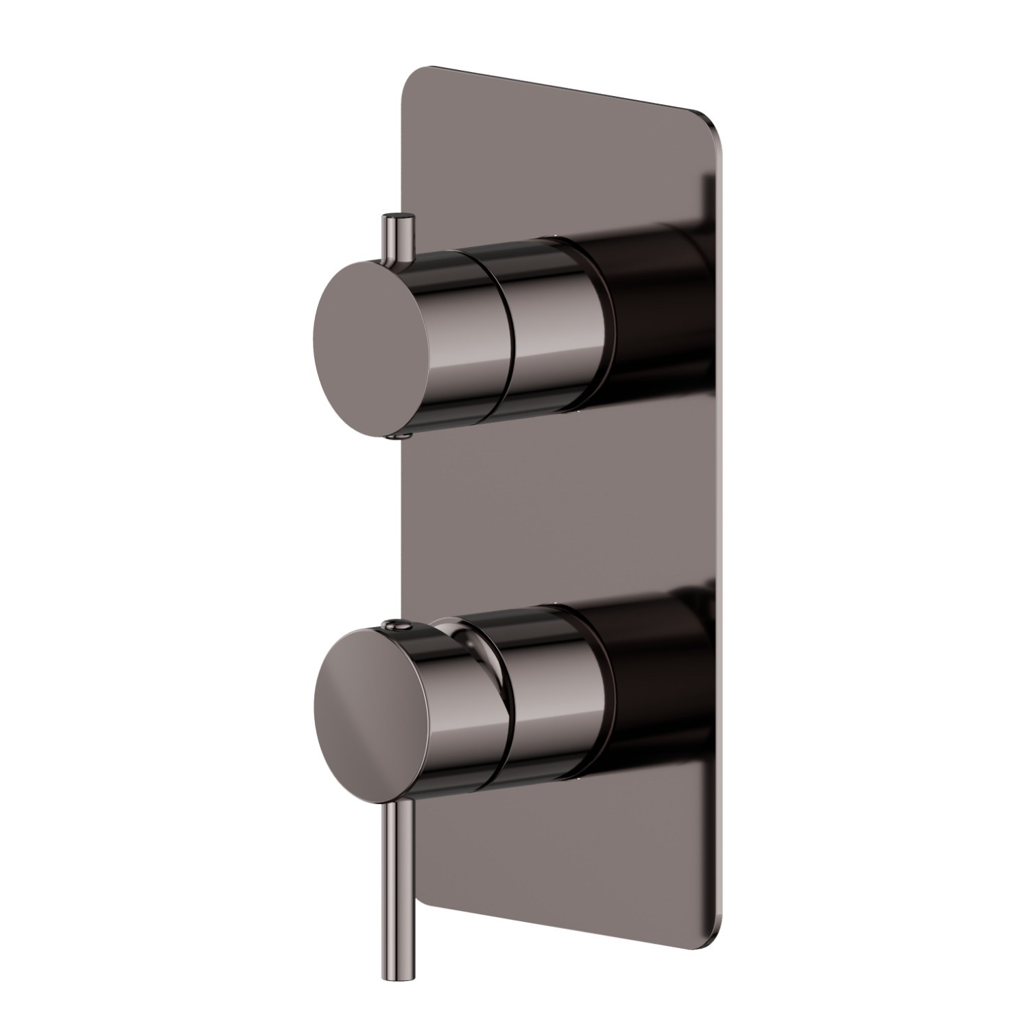 Single lever concealed mixer with 2 ways out mechanical diverter. External part. 1/2” connections - finish PVD Gun Metal