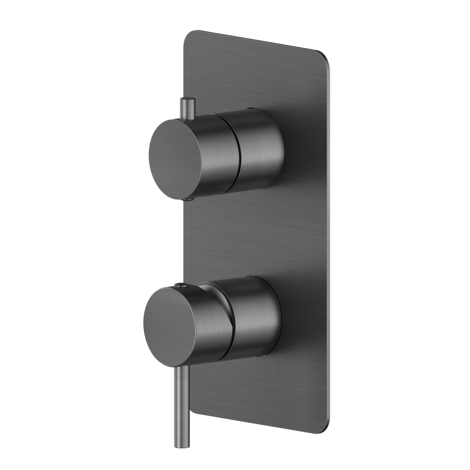 Single lever concealed mixer with 2 ways out mechanical diverter. External part. 1/2” connections - finish PVD Brushed Gun Metal