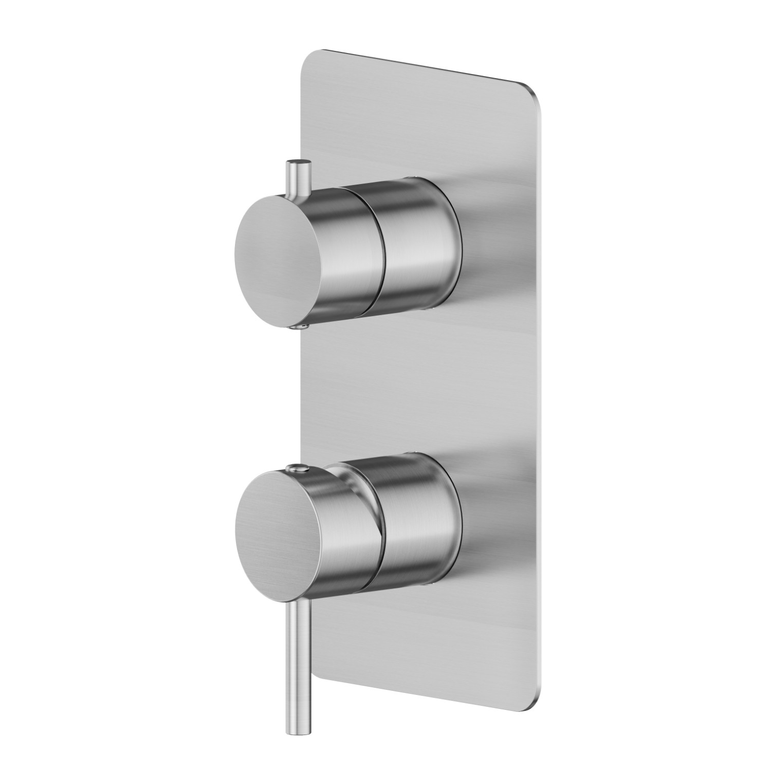 Single lever concealed mixer with 2 ways out mechanical diverter. External part. 1/2” connections - finish PVD Brushed steel