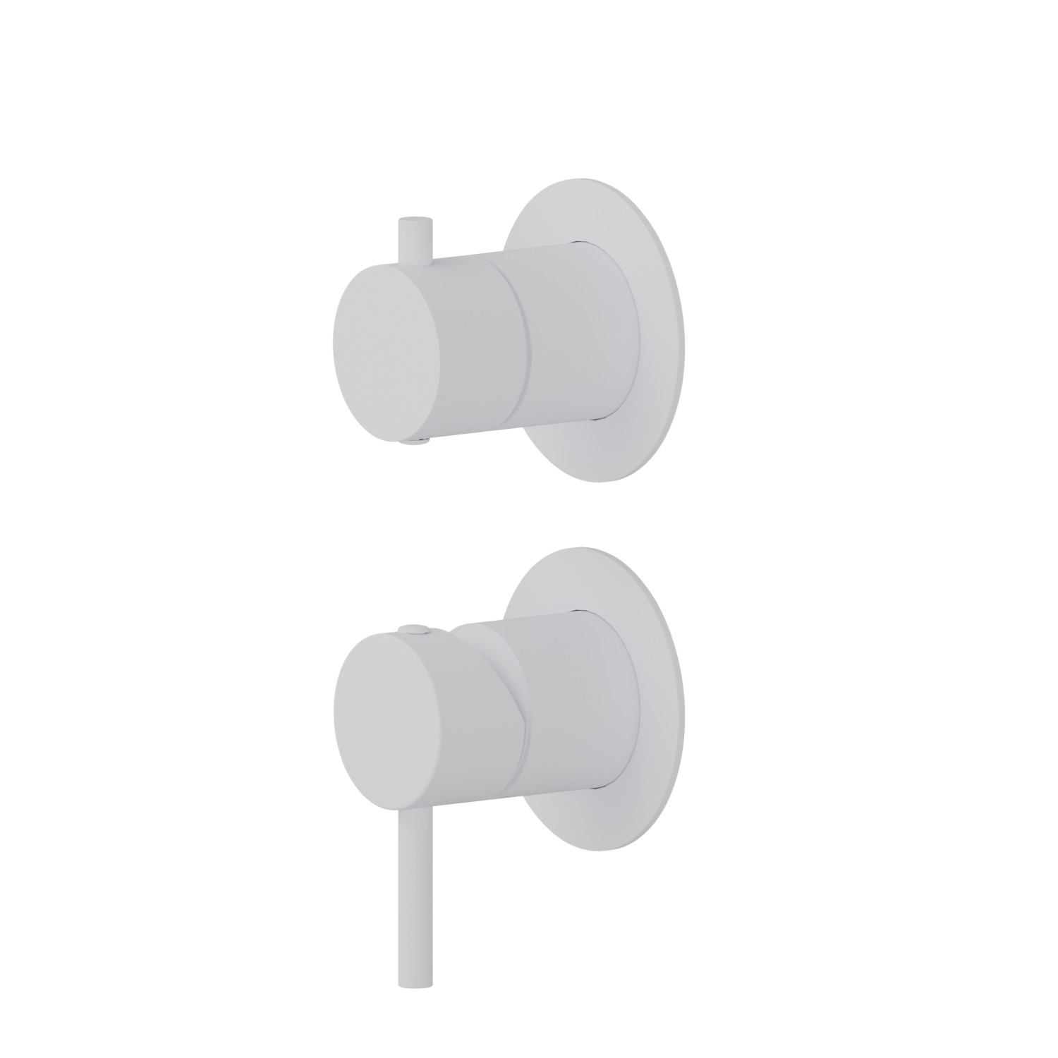 Single lever concealed mixer with 2 ways out mechanical diverter. Ø70. External part. 1/2” connections.  - finish Matt White