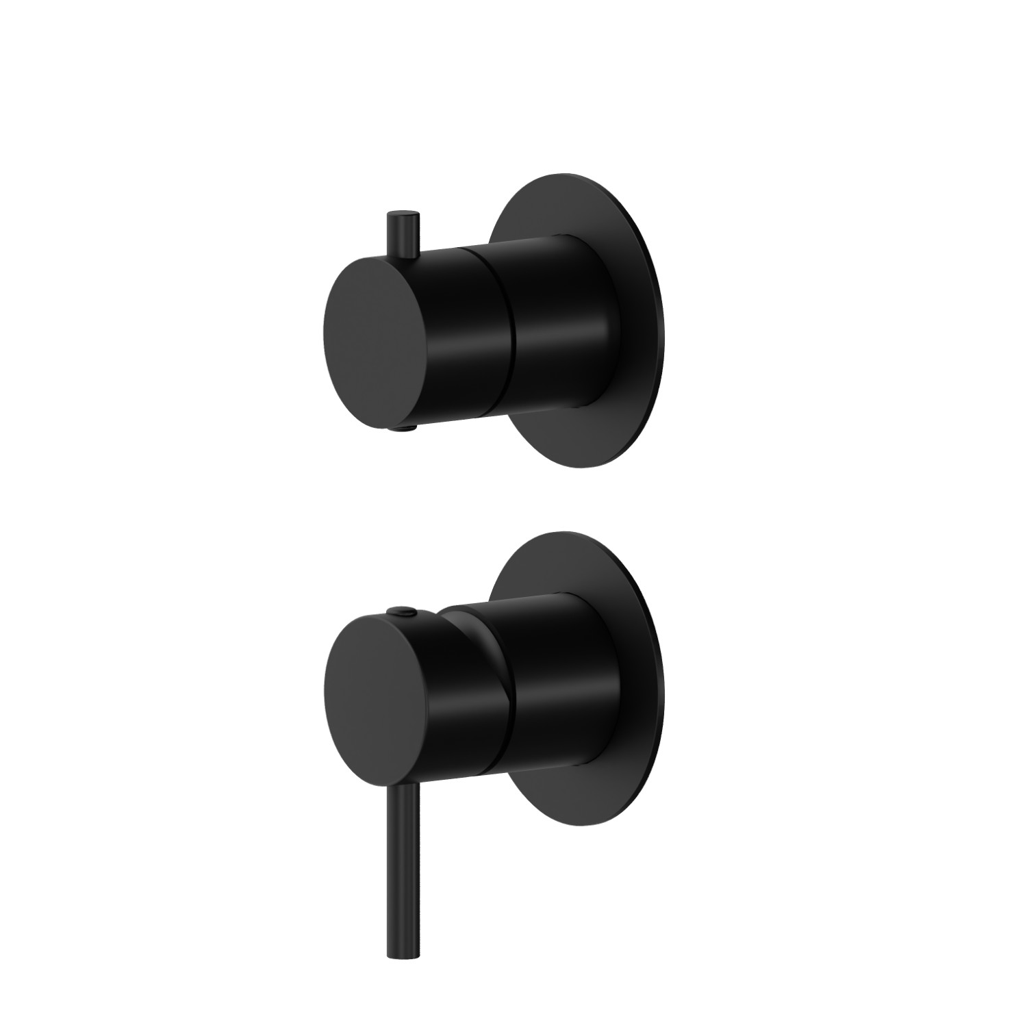 Single lever concealed mixer with 2 ways out mechanical diverter. Ø70. External part. 1/2” connections.  - finish Matt Black