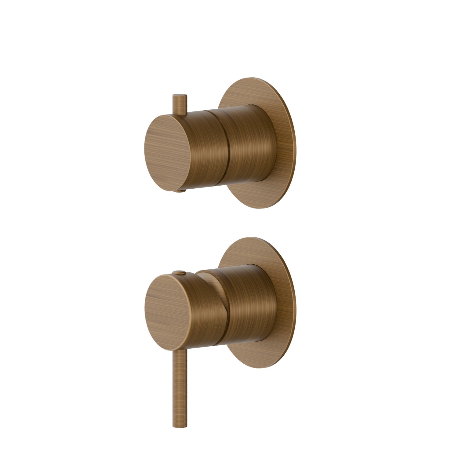 Single lever concealed mixer with 2 ways out mechanical diverter. Ø70. External part. 1/2” connections.  - finish Groove Bronze