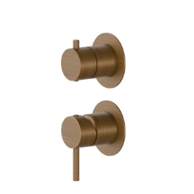 Single lever concealed mixer with 2 ways out mechanical diverter. Ø70. External part. 1/2” connections.  - finish Groove Bronze