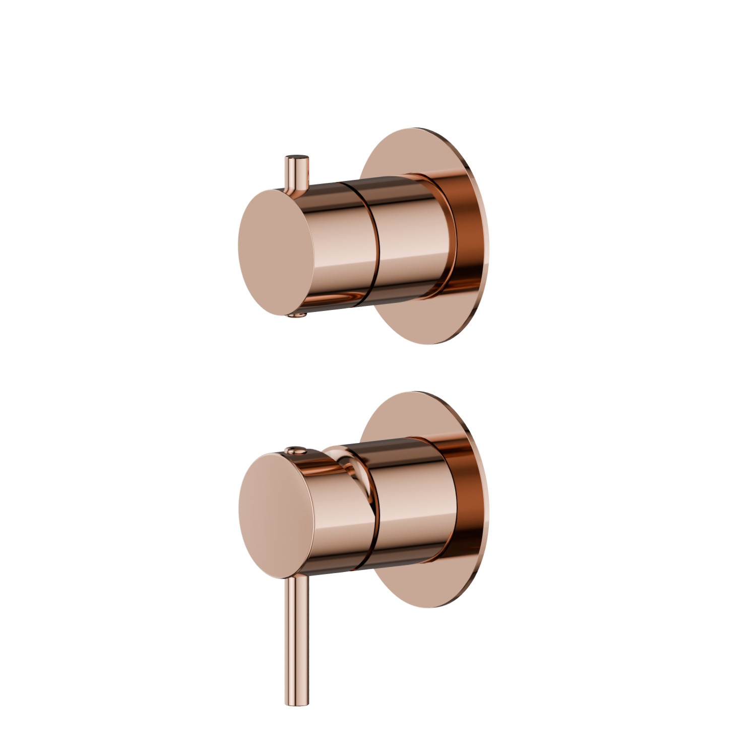 Single lever concealed mixer with 2 ways out mechanical diverter. Ø70. External part. 1/2” connections.  - finish PVD Copper Bronze