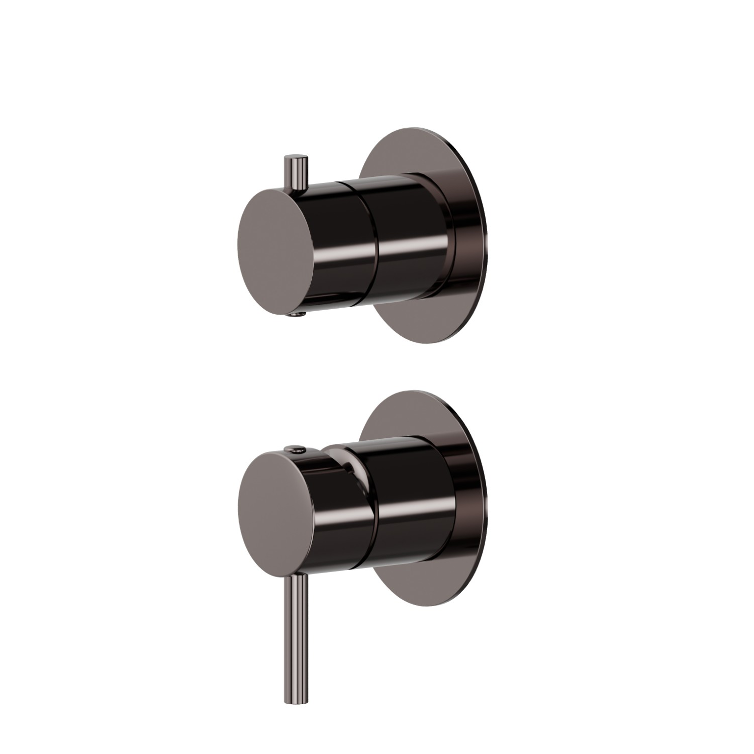 Single lever concealed mixer with 2 ways out mechanical diverter. Ø70. External part. 1/2” connections.  - finish PVD Gun Metal