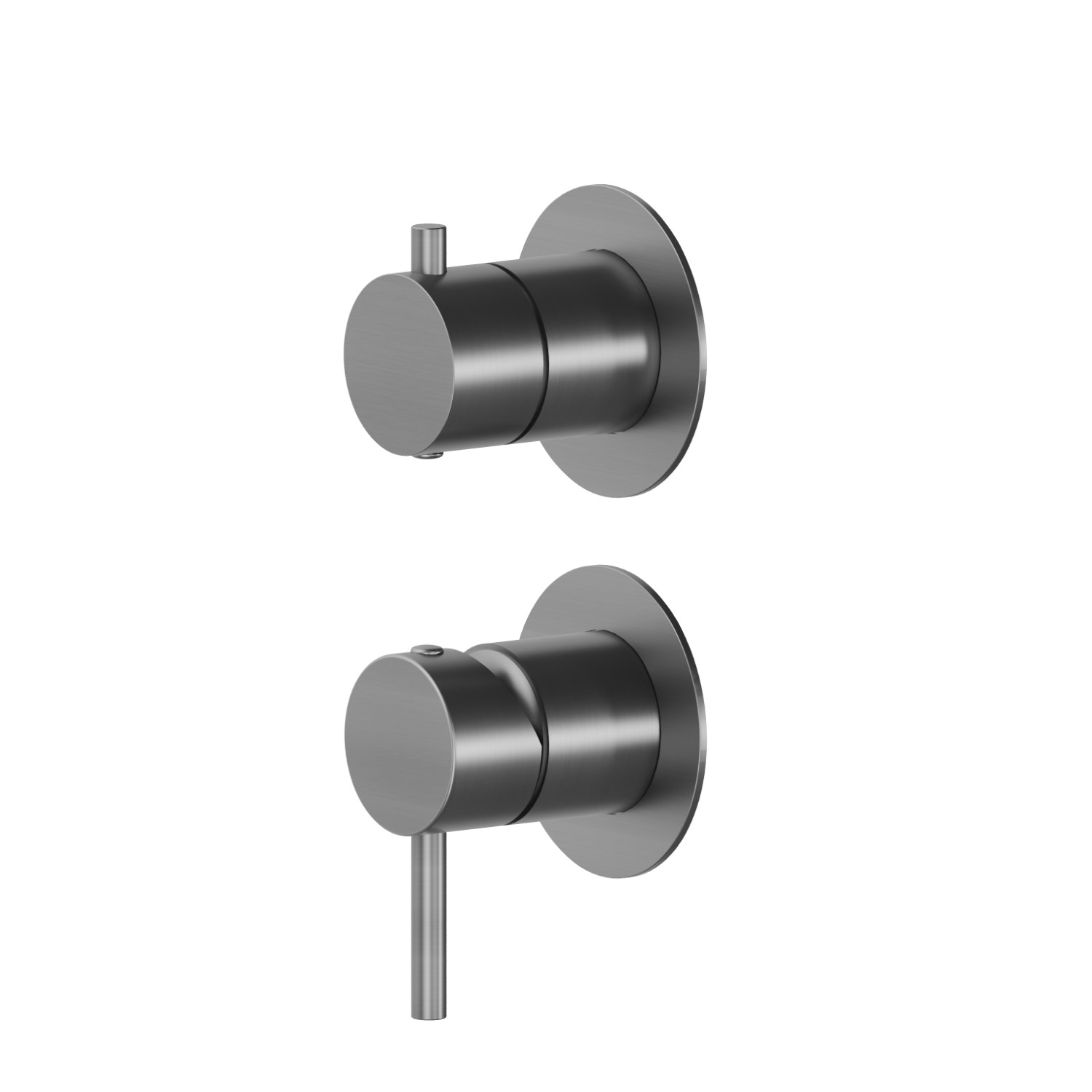 Single lever concealed mixer with 2 ways out mechanical diverter. Ø70. External part. 1/2” connections.  - finish PVD Brushed Gun Metal