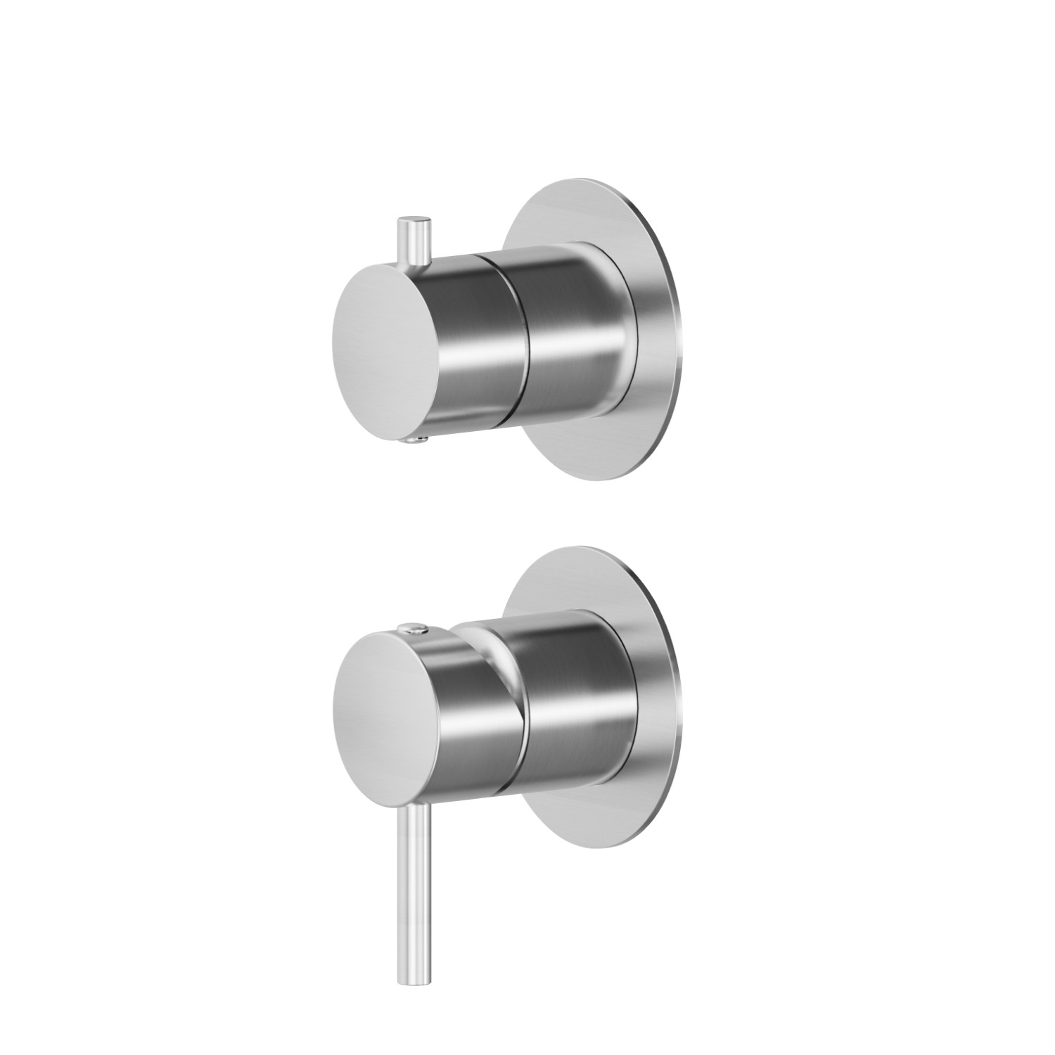 Single lever concealed mixer with 2 ways out mechanical diverter. Ø70. External part. 1/2” connections.  - finish PVD Brushed steel