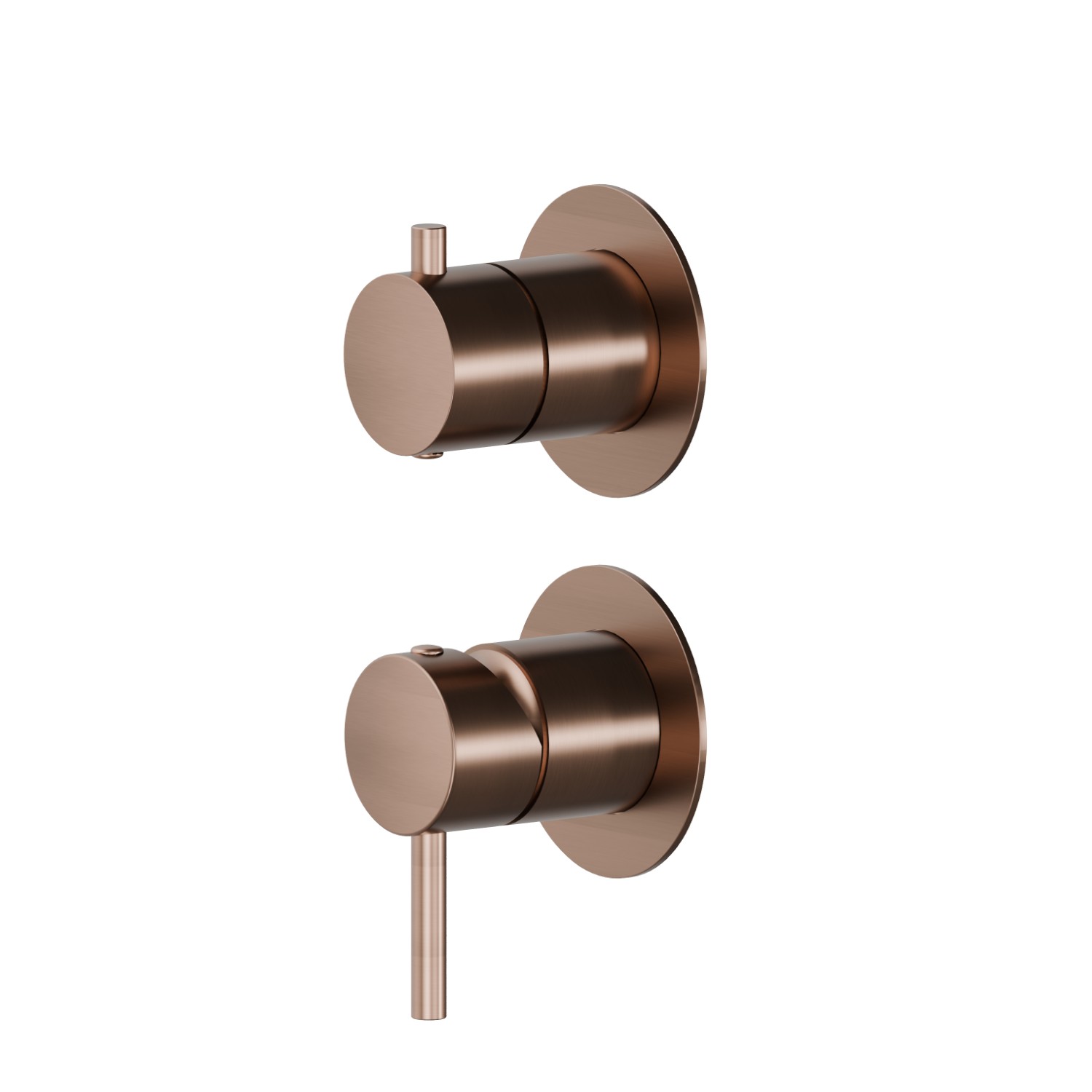 Single lever concealed mixer with 2 ways out mechanical diverter. Ø70. External part. 1/2” connections.  - finish PVD Brushed Copper Bronze