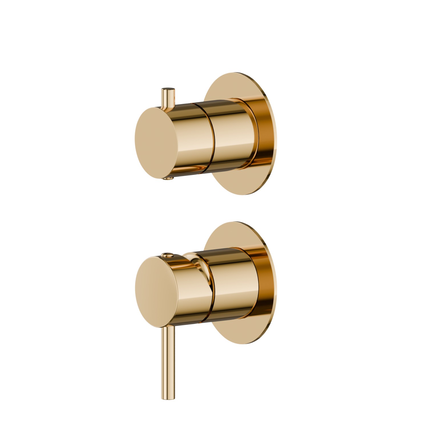Single lever concealed mixer with 2 ways out mechanical diverter. Ø70. External part. 1/2” connections.  - finish PVD Glossy Gold