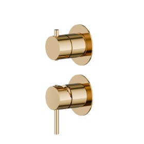 Single lever concealed mixer with 2 ways out mechanical diverter. Ø70. External part. 1/2” connections.  - finish PVD Glossy Gold