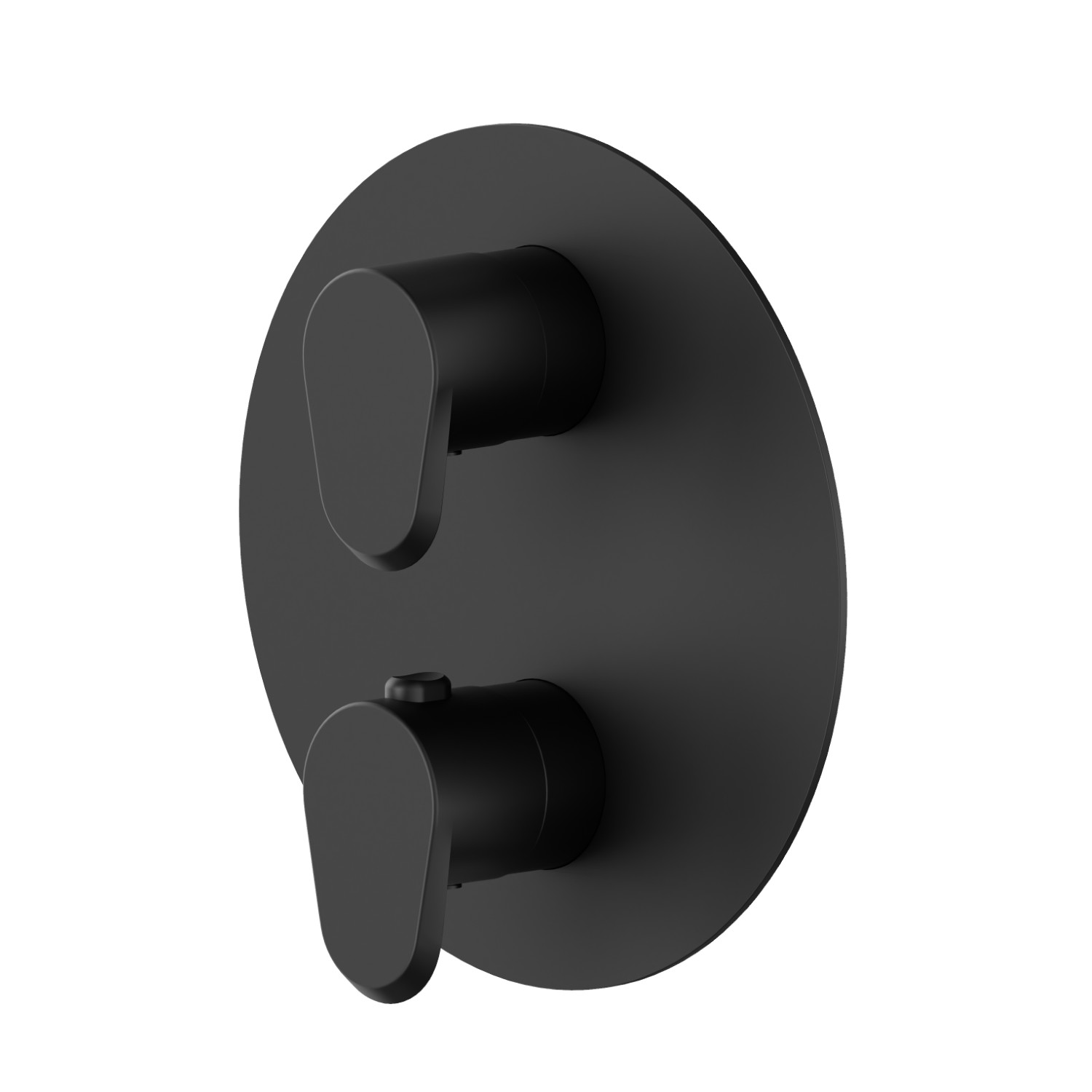 Mitigeur thermostatique à encastrer, avec commande pour le réglage de la température et inverseur 2 sorties. Façade murale - finition Matt Black